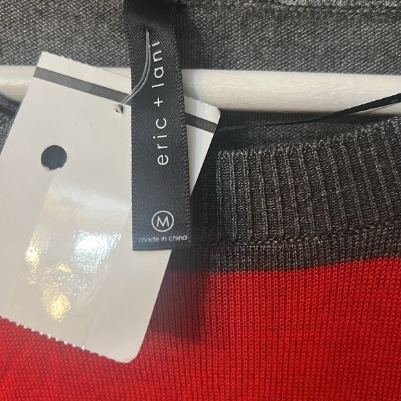 🆕Eric + Lani stripes sweater grey and red 3/4 sleeves size M - Picture 3 of 12